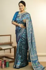 kashmeri printed baluchuri silk sarer
