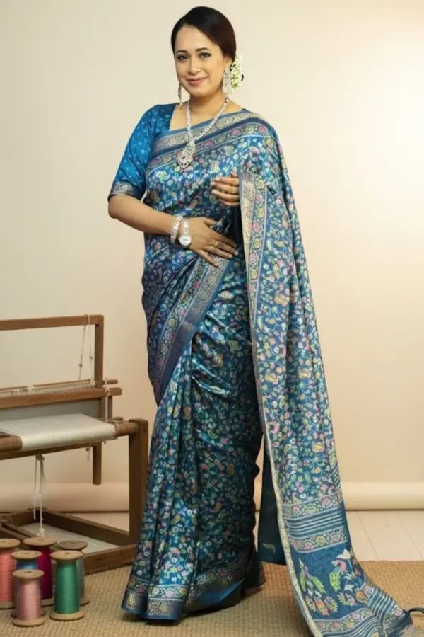 kashmeri printed baluchuri silk sarer
