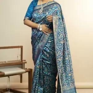 kashmeri printed baluchuri silk sarer