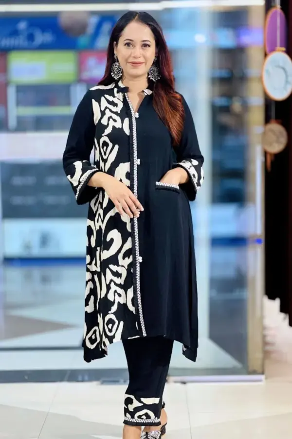 black and biscuit colour fancy viscose co ords