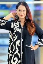 black and biscuit colour fancy viscose co ords