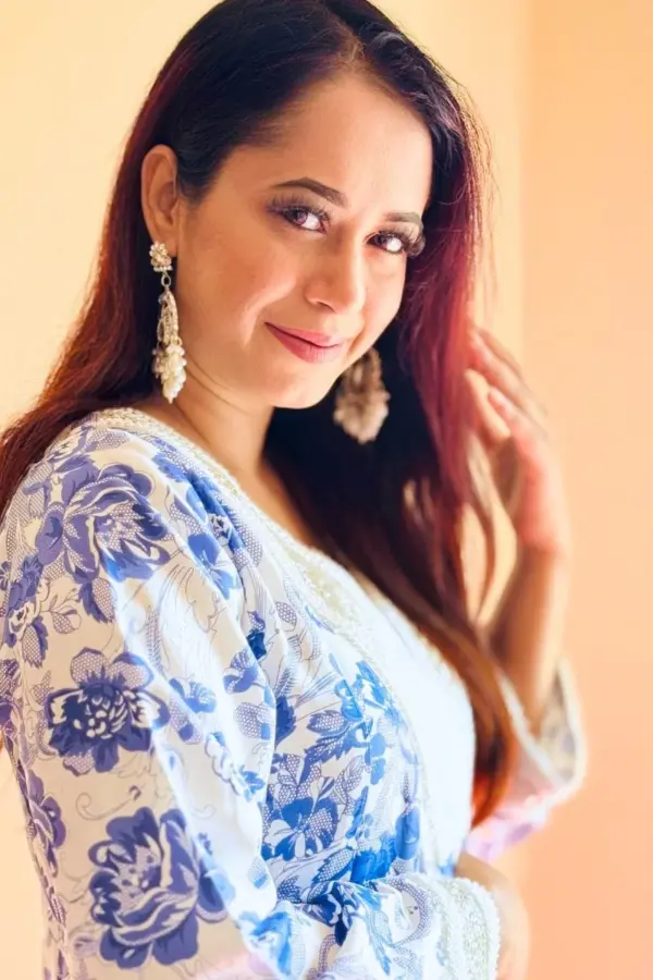 white and blue printed silk co ords