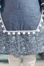 blackish navy blue denim chembray screen printed kurti