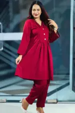 maroon color china fabric co ords