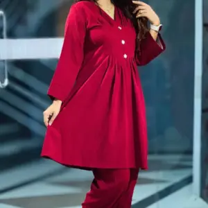 maroon color china fabric co ords