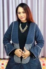 navy blue colour obby fabric jacket