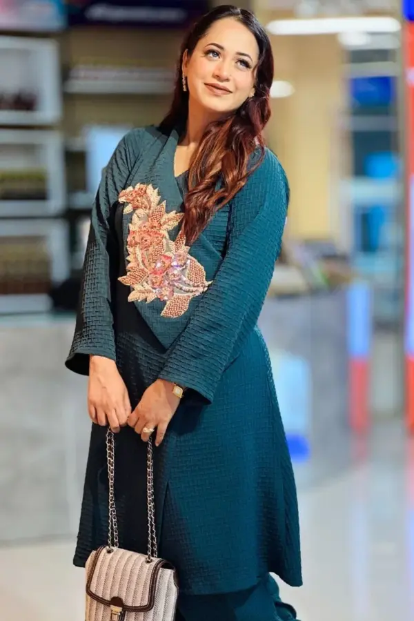 dark green puff georgette co ords