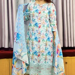spring cotton machine embroidered with sequin shalwar suit