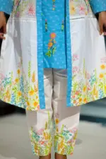 white & sky blue color cotton viscose shrug set