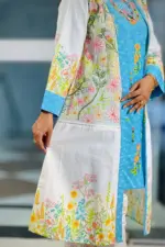white & sky blue color cotton viscose shrug set