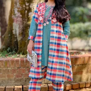 jacquard hand embroidered shrug set