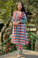 jacquard hand embroidered shrug set
