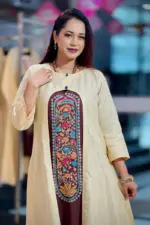 jacquard screen printed and hand embroidered shrug set