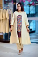 jacquard screen printed and hand embroidered shrug set