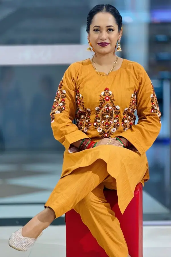 jacquard cotton mustard color hand embroidered co ords