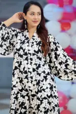 black printed viscose co ords
