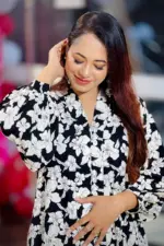 black printed viscose co ords