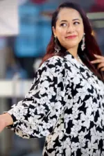 black printed viscose co ords