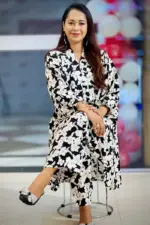 black printed viscose co ords