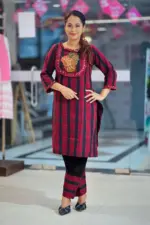 black & red stripe hand embroidered co ords