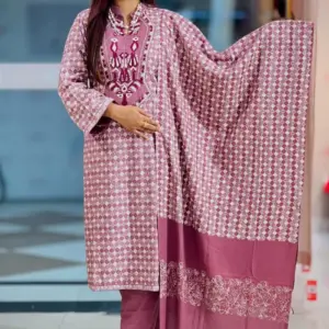 jacquard cotton screen printed and hand embroidered salwar suit