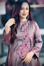 rose toupe colour screen printed & machine embroidered co ords