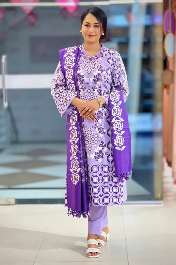 lavender viscose screen printed salwar suit