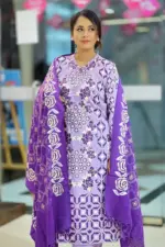 lavender viscose screen printed salwar suit