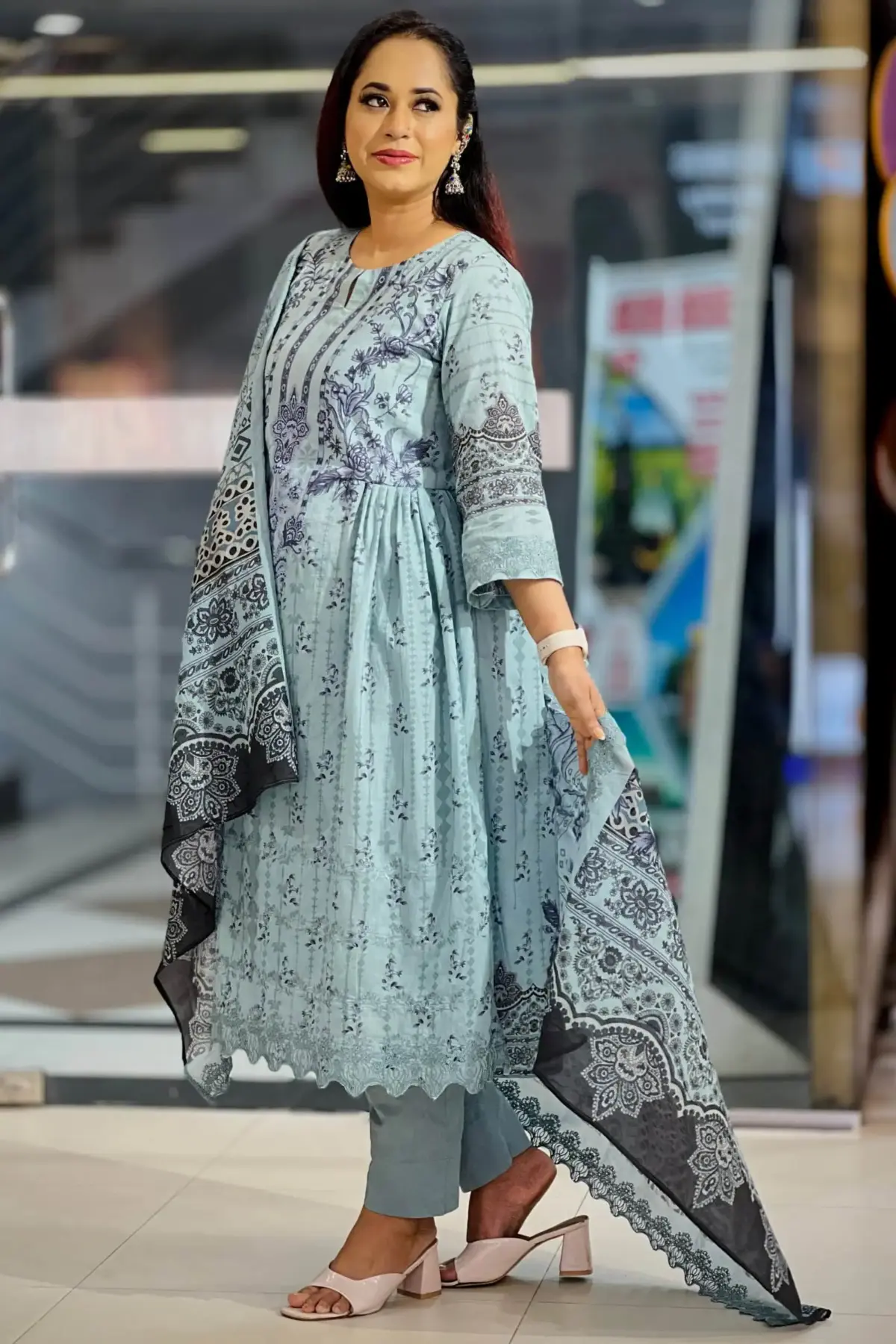 spring cotton machine embroidered salwar suit