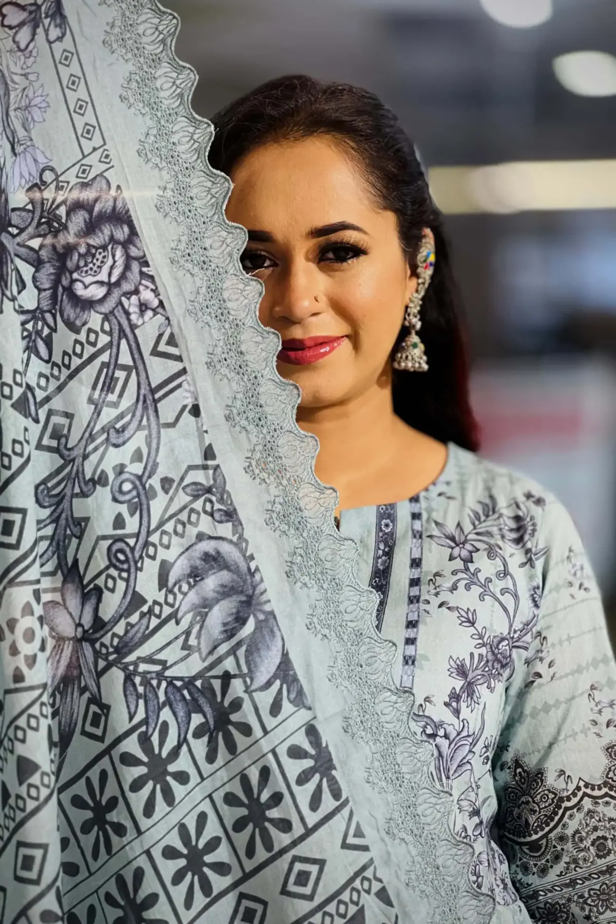 spring cotton machine embroidered salwar suit
