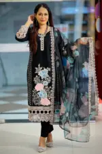 spring cotton machine embroidered & sequin salwar suit