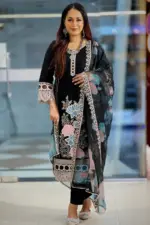 spring cotton machine embroidered & sequin salwar suit