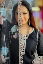 spring cotton machine embroidered & sequin salwar suit