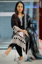 spring cotton machine embroidered & sequin salwar suit