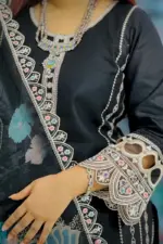 spring cotton machine embroidered & sequin salwar suit