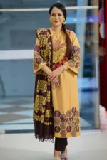 jacquard cotton screen printed & hand embroidered salwar suit
