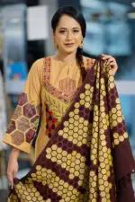 jacquard cotton screen printed & hand embroidered salwar suit