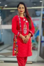 dusty red jacquard cotton hand embroidered co ords