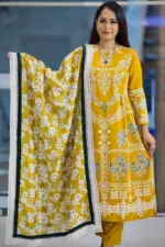 mustard viscose & tawny olive mixed rayon salwar suit