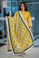 mustard viscose & tawny olive mixed rayon salwar suit