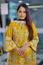 mustard viscose & tawny olive mixed rayon salwar suit