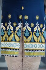 navy blue viscose screen print ed kameez