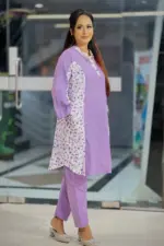 lavender jacquard cotton & viscose screen printed co ords