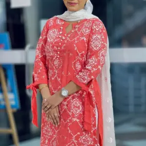 sweet candy color jacquard sreen printed kurti