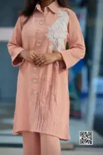 peach colour cy micro fabric co ord set