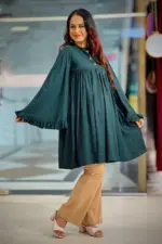 green jacquard cotton tops