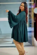 green jacquard cotton tops