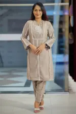 dark beige jacquard cotton co ords set