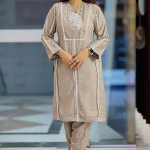 dark beige jacquard cotton co ords set