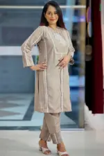 dark beige jacquard cotton co ords set